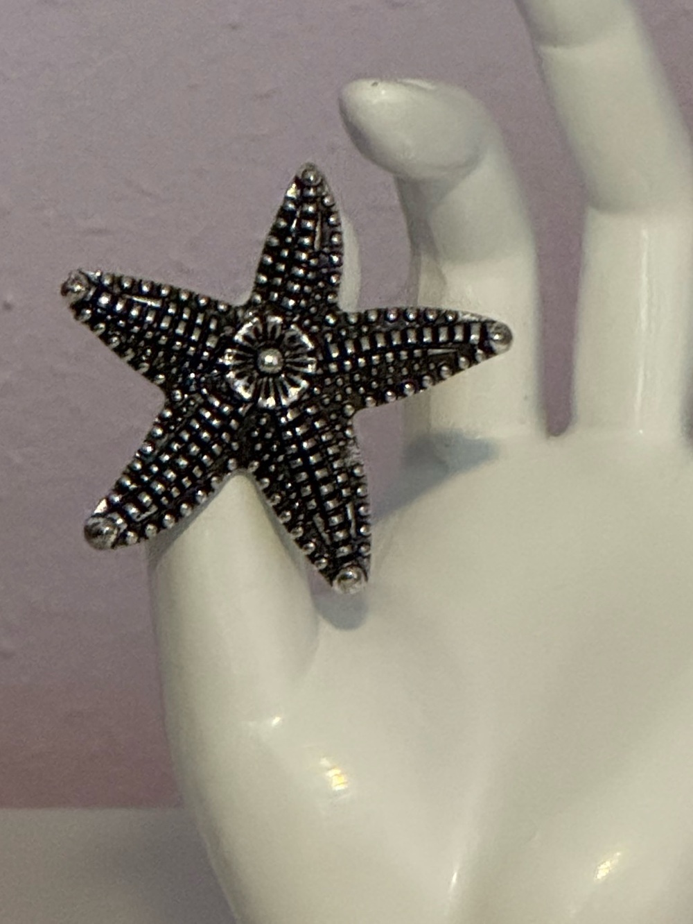 Starfish Statement adjustable Ring in Antiqued Silver Tone